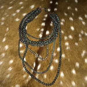 Turquoise/silver beaded layer necklace